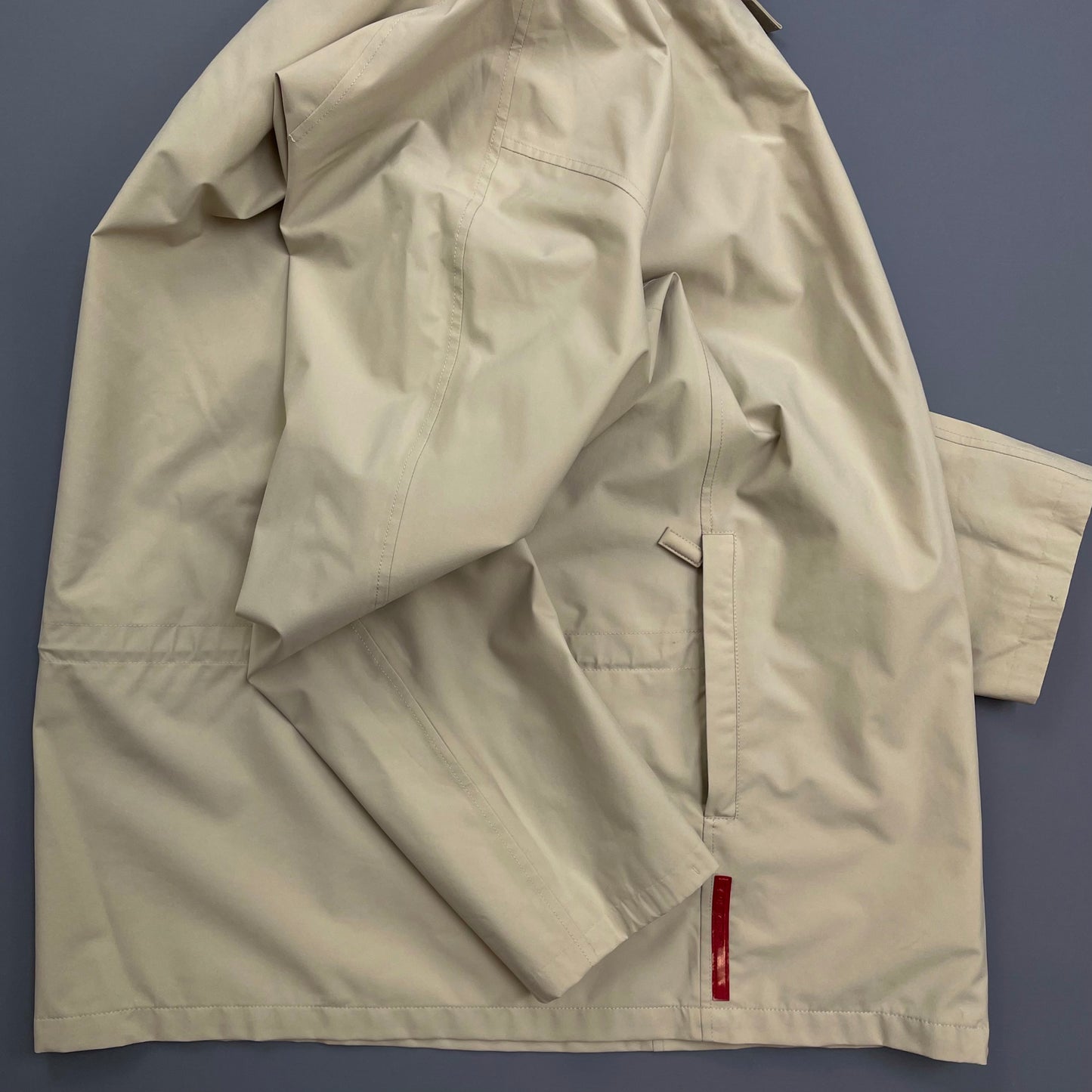 Prada Sport Cream Goretex Zip-Through Trench Coat