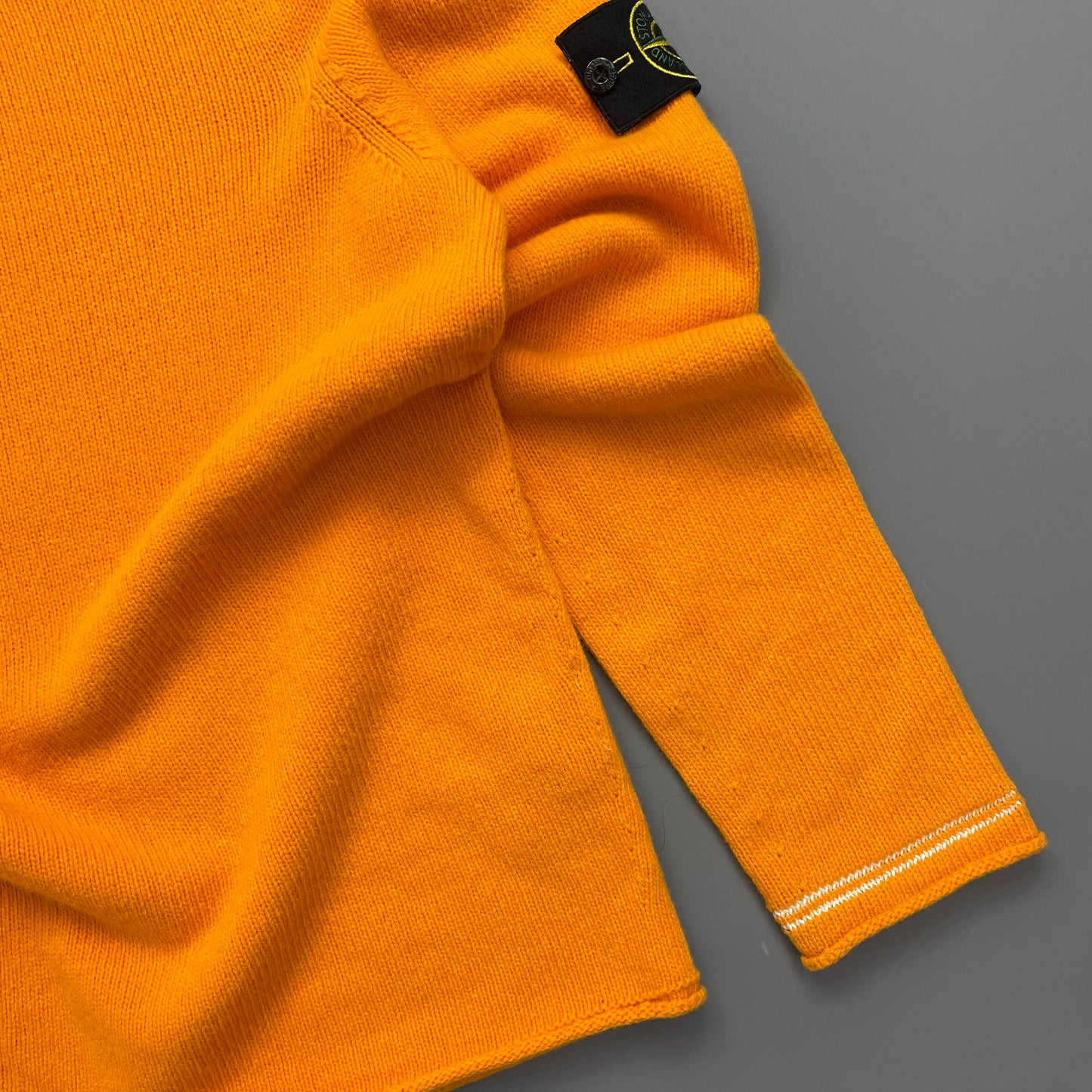 Stone Island Orange Midweight Raw-Edge AW17 Knit Crewneck Jumper
