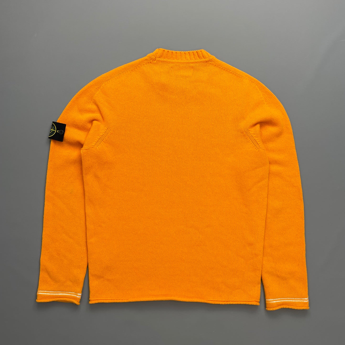 Stone Island Orange Midweight Raw-Edge AW17 Knit Crewneck Jumper