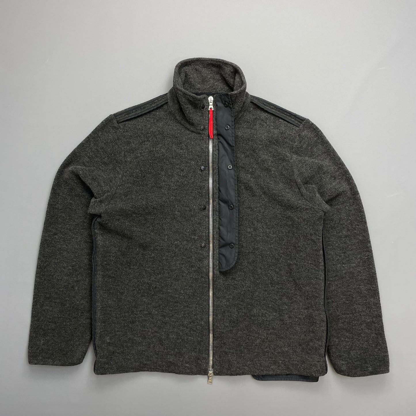 Prada Sport Grey Wool-Blend Fleece Jacket