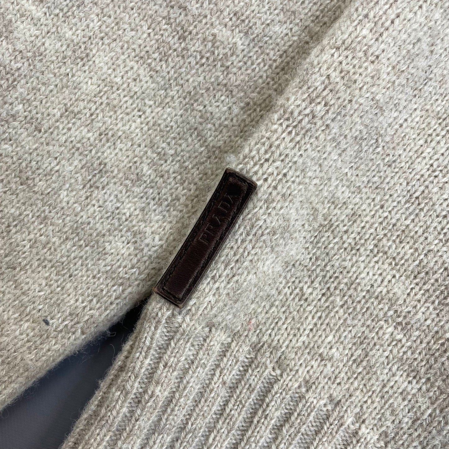 Prada Sport Grey 2007 Suede-Leather Patch Half-Zip Wool Knit Jumper