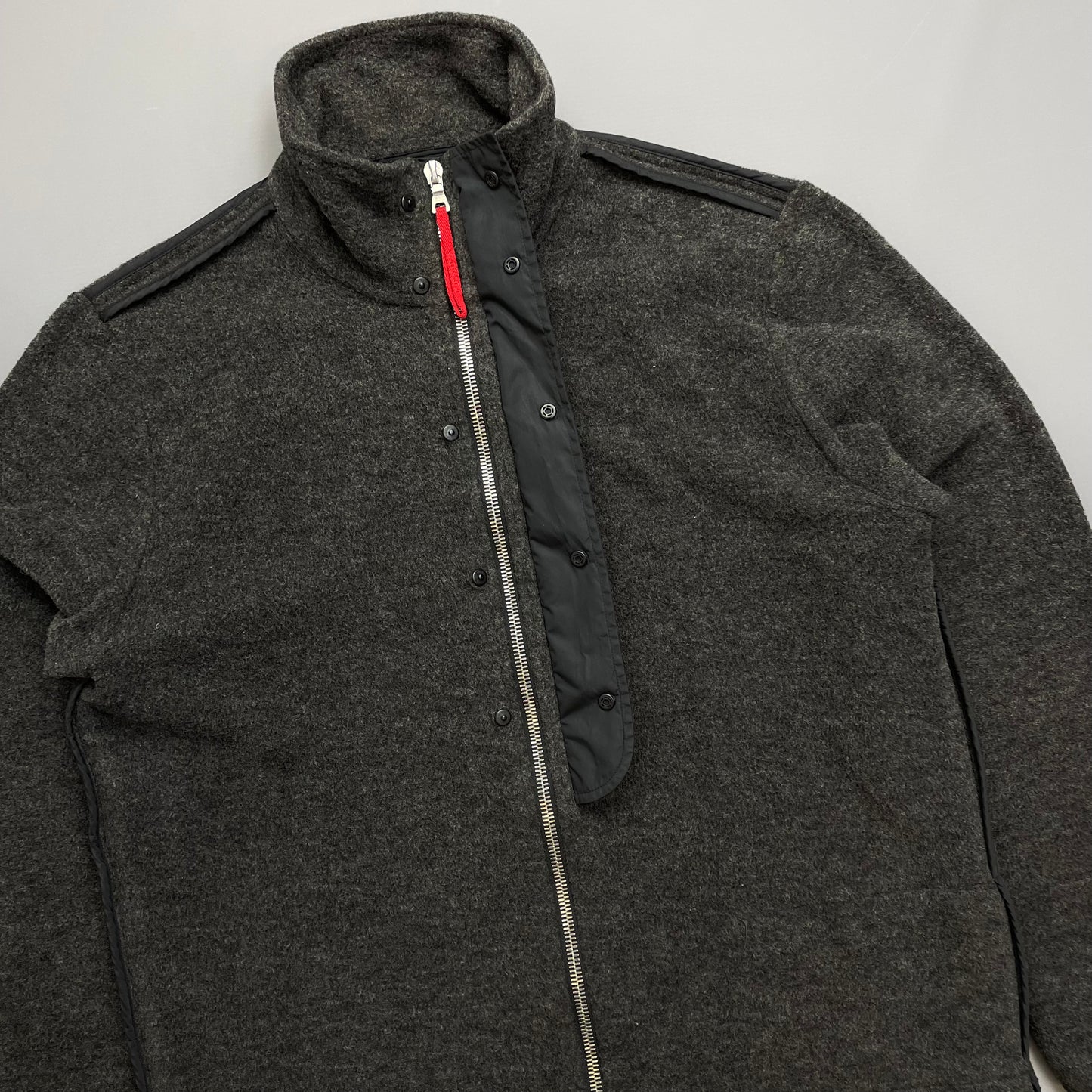 Prada Sport Grey Wool-Blend Fleece Jacket