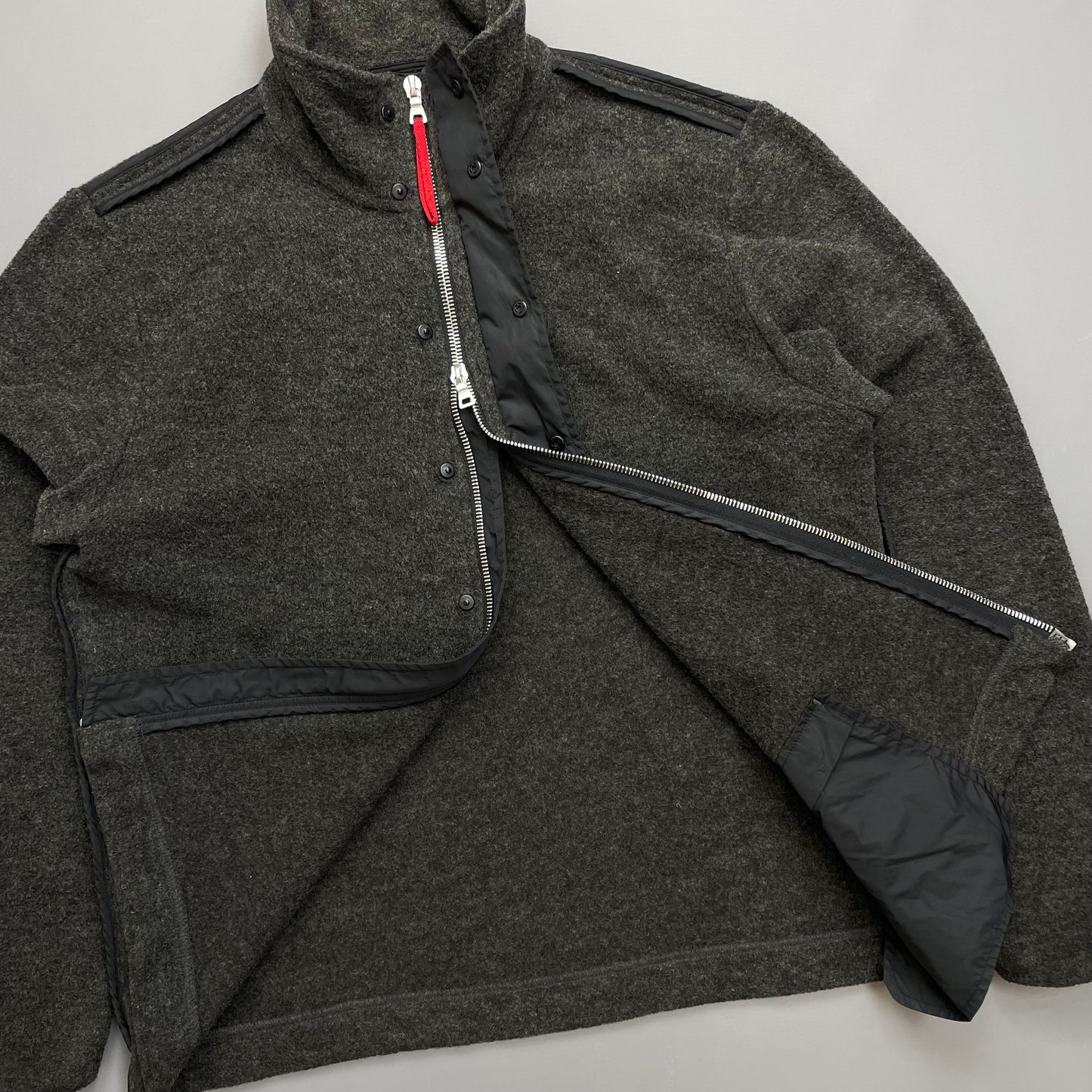 Prada Sport Grey Wool-Blend Fleece Jacket