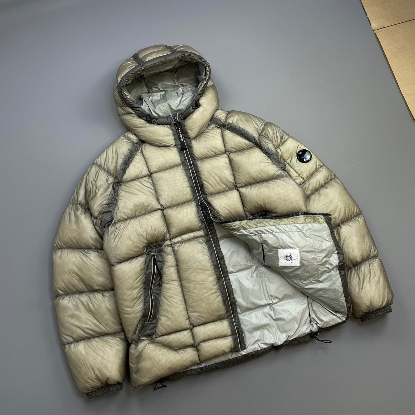 C.P. Company Grey DD Shell Down Hooded Puffer Jacket