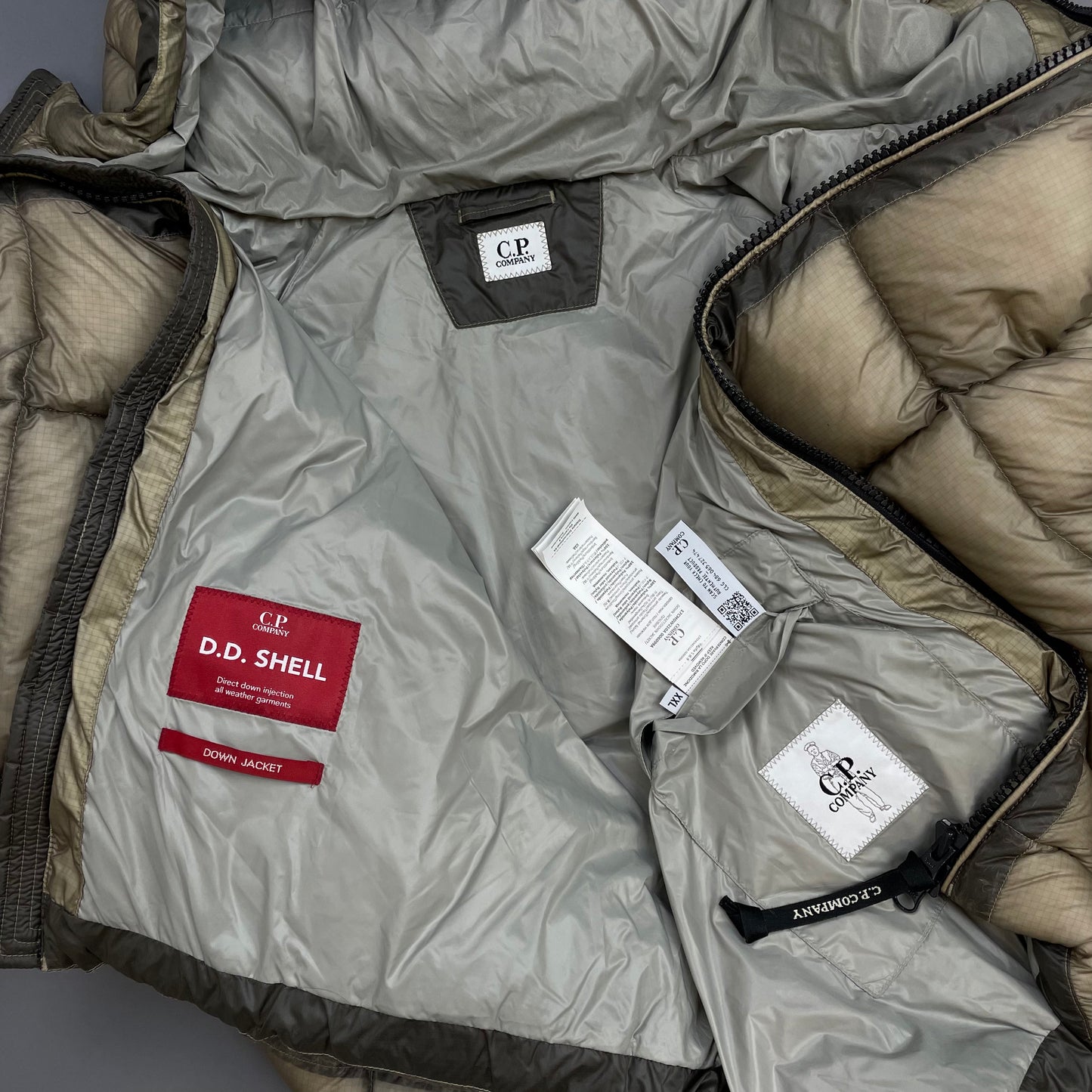 C.P. Company Grey DD Shell Down Hooded Puffer Jacket