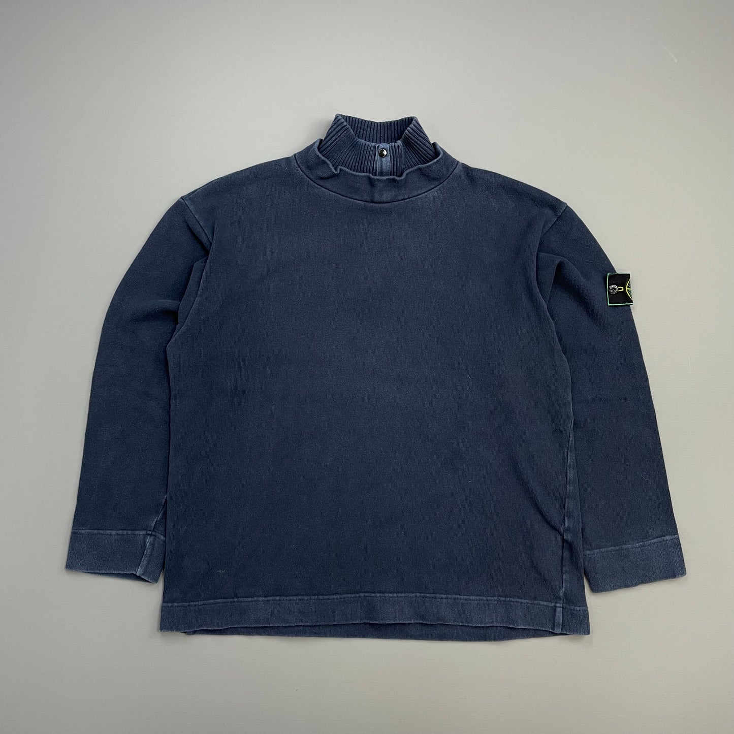 Stone Island Navy AW97 Dual Collar Green Edge Badge Jumper