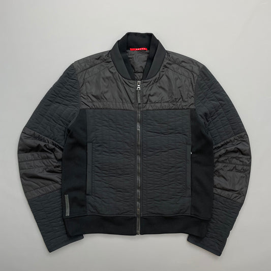 Prada Sport Black 2007 Panelled Nylon & Wool Padded Quilted Jacket