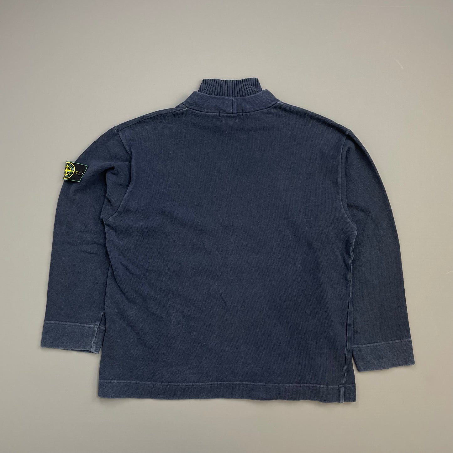 Stone Island Navy AW97 Dual Collar Green Edge Badge Jumper