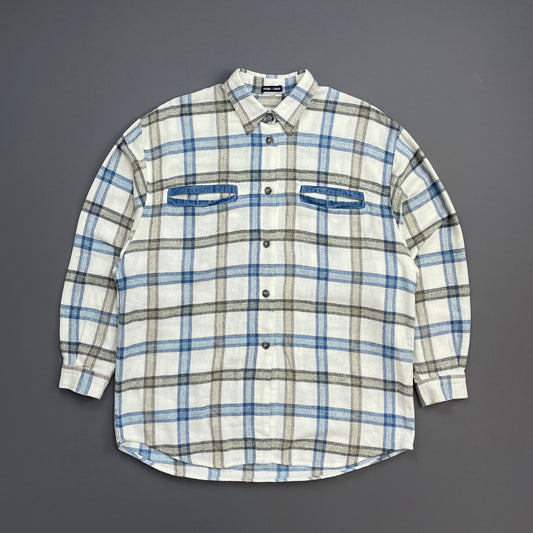 Emporio Armani White, Blue & Brown 80s Check Pocket Shirt