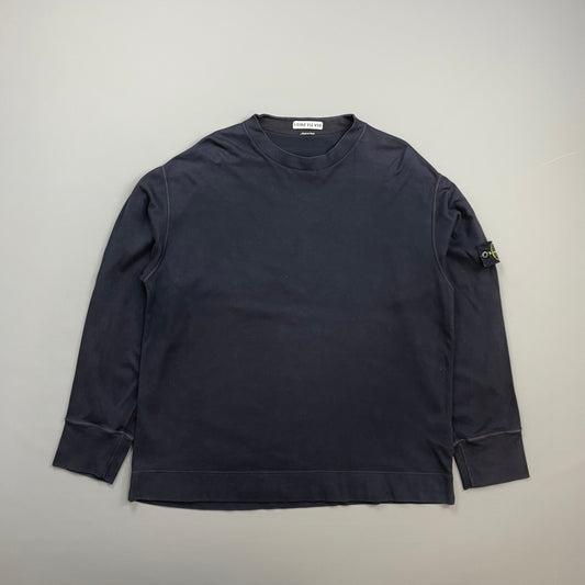 Stone Island Navy SS00 Fine-Rib Cotton Blend Crewneck Jumper