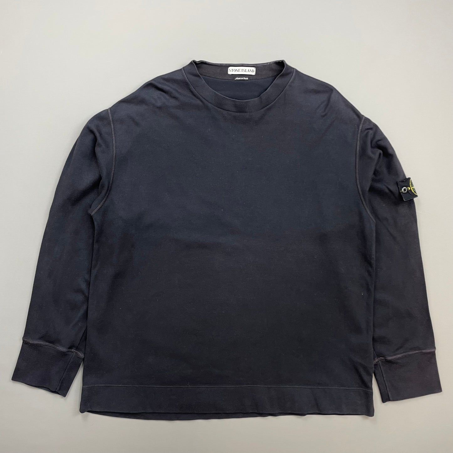 Stone Island Navy SS00 Fine-Rib Cotton Blend Crewneck Jumper