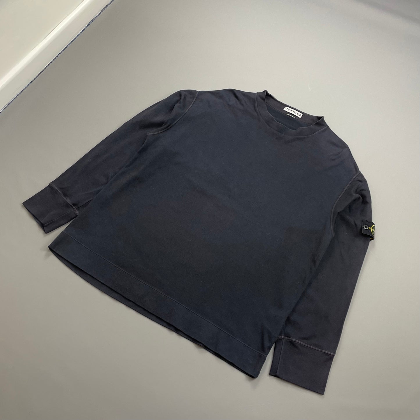 Stone Island Navy SS00 Fine-Rib Cotton Blend Crewneck Jumper