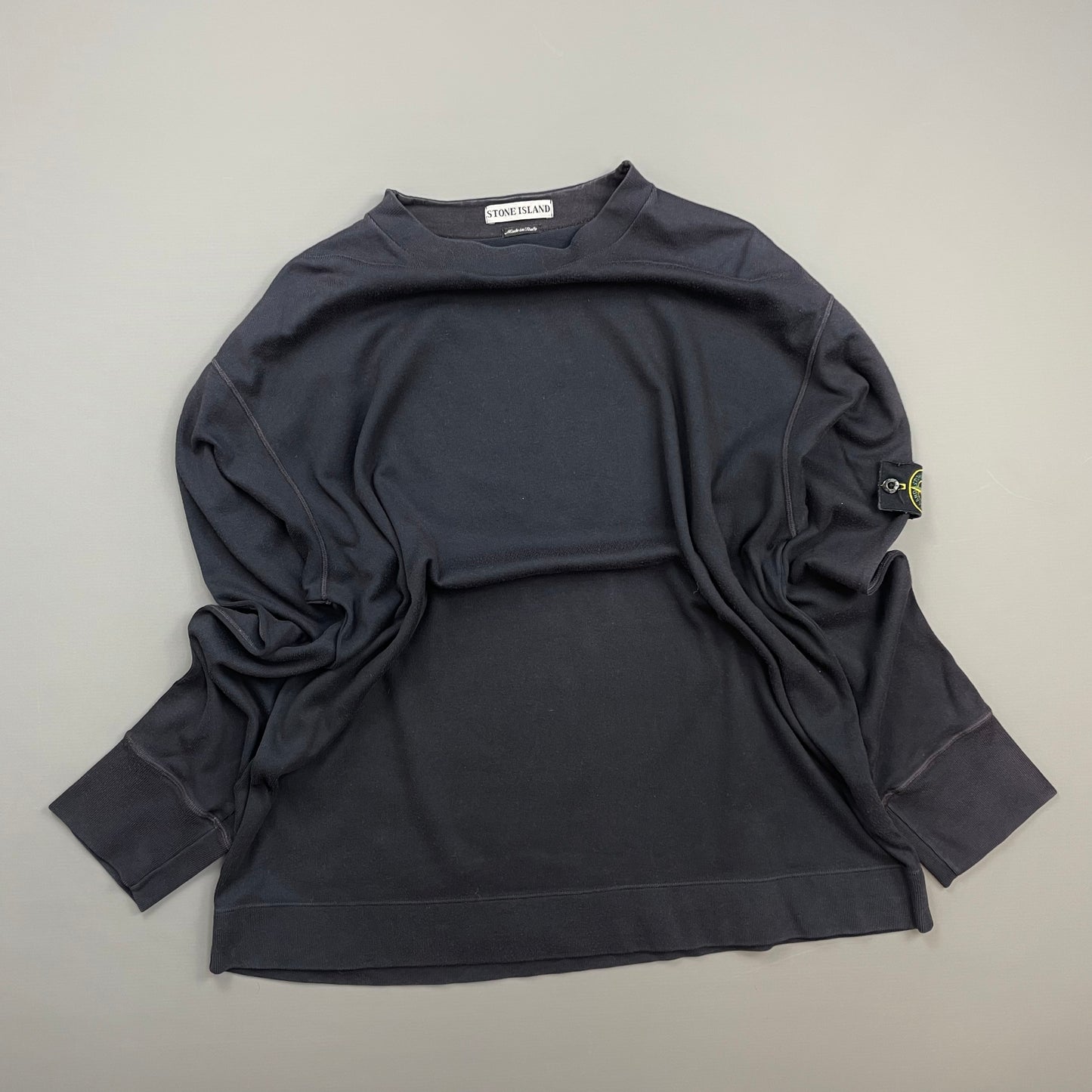 Stone Island Navy SS00 Fine-Rib Cotton Blend Crewneck Jumper