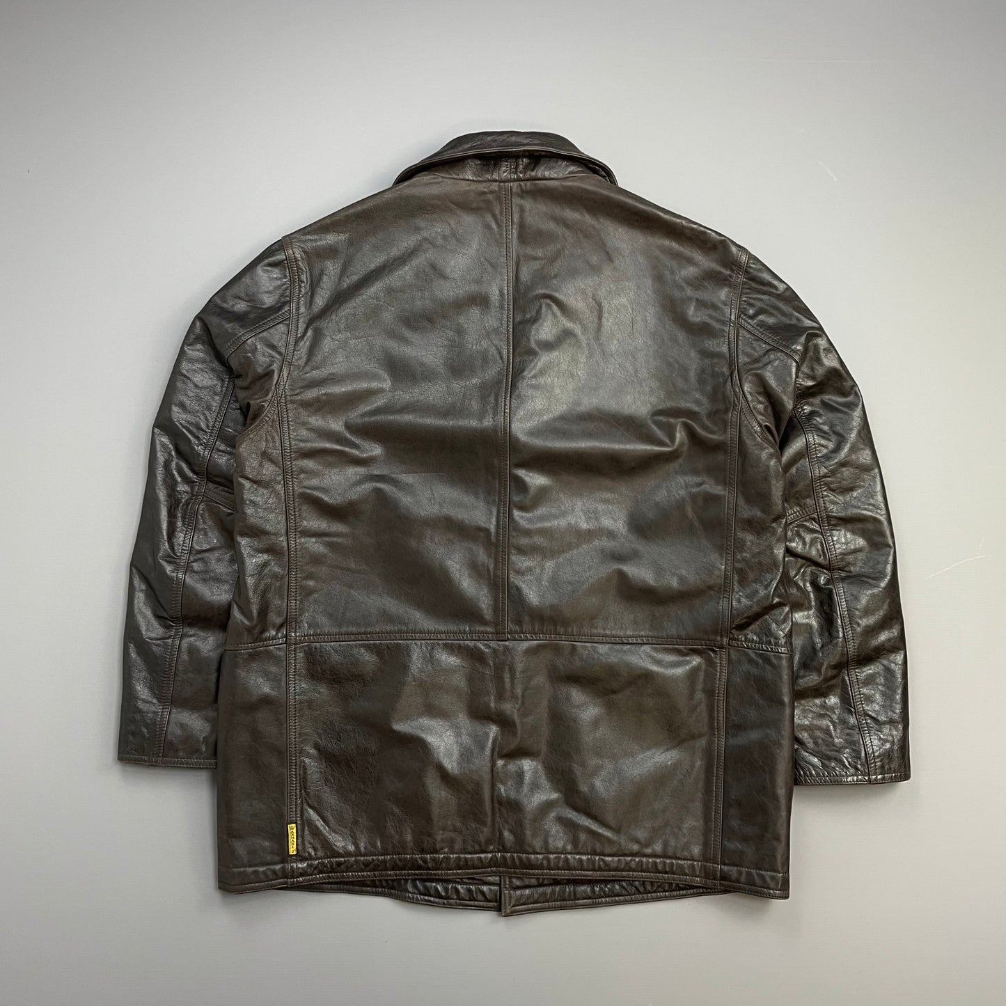 Armani Jeans Brown 90s Leather Overcoat