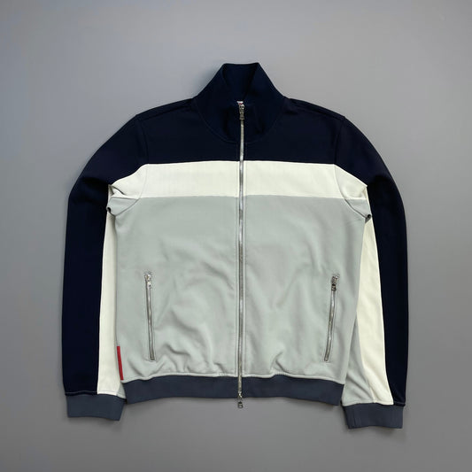 Prada Sport Blue, White & Navy 00s Lined Panelled Track Jacket
