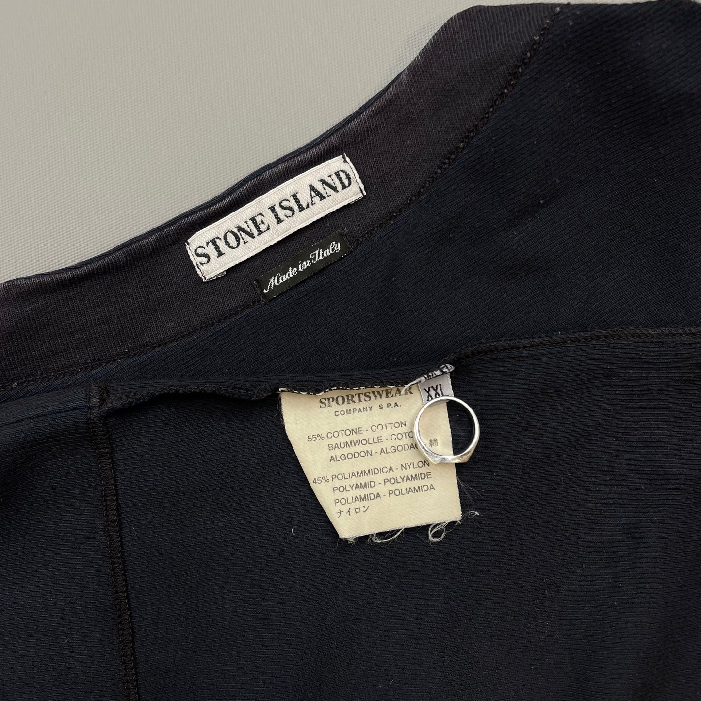 Stone Island Navy SS00 Fine-Rib Cotton Blend Crewneck Jumper