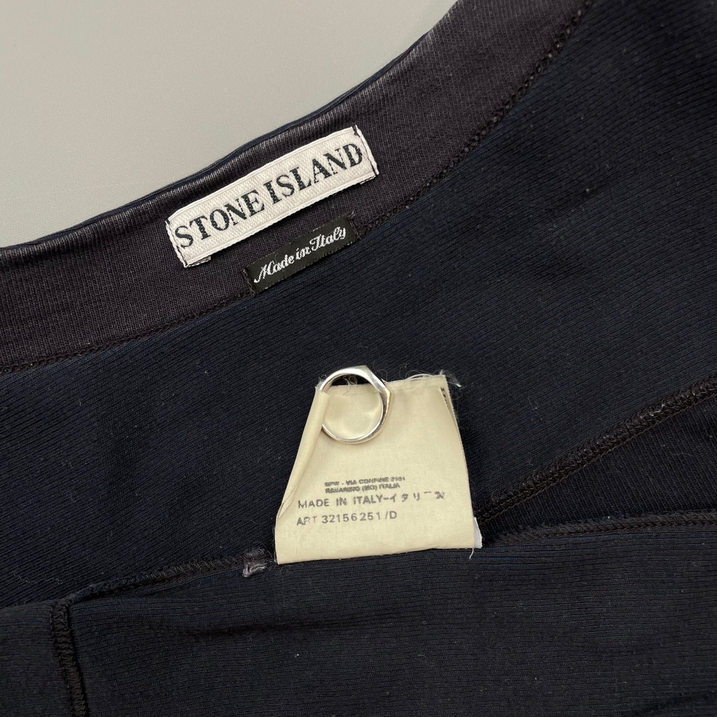 Stone Island Navy SS00 Fine-Rib Cotton Blend Crewneck Jumper