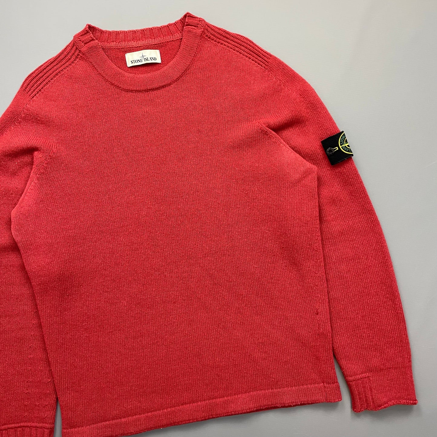Stone Island Red Midweight Knit Crewneck Jumper