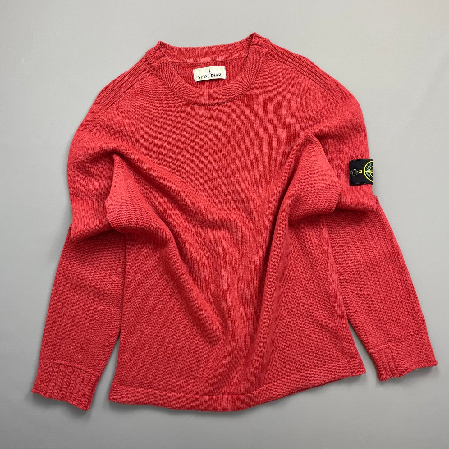 Stone Island Red Midweight Knit Crewneck Jumper