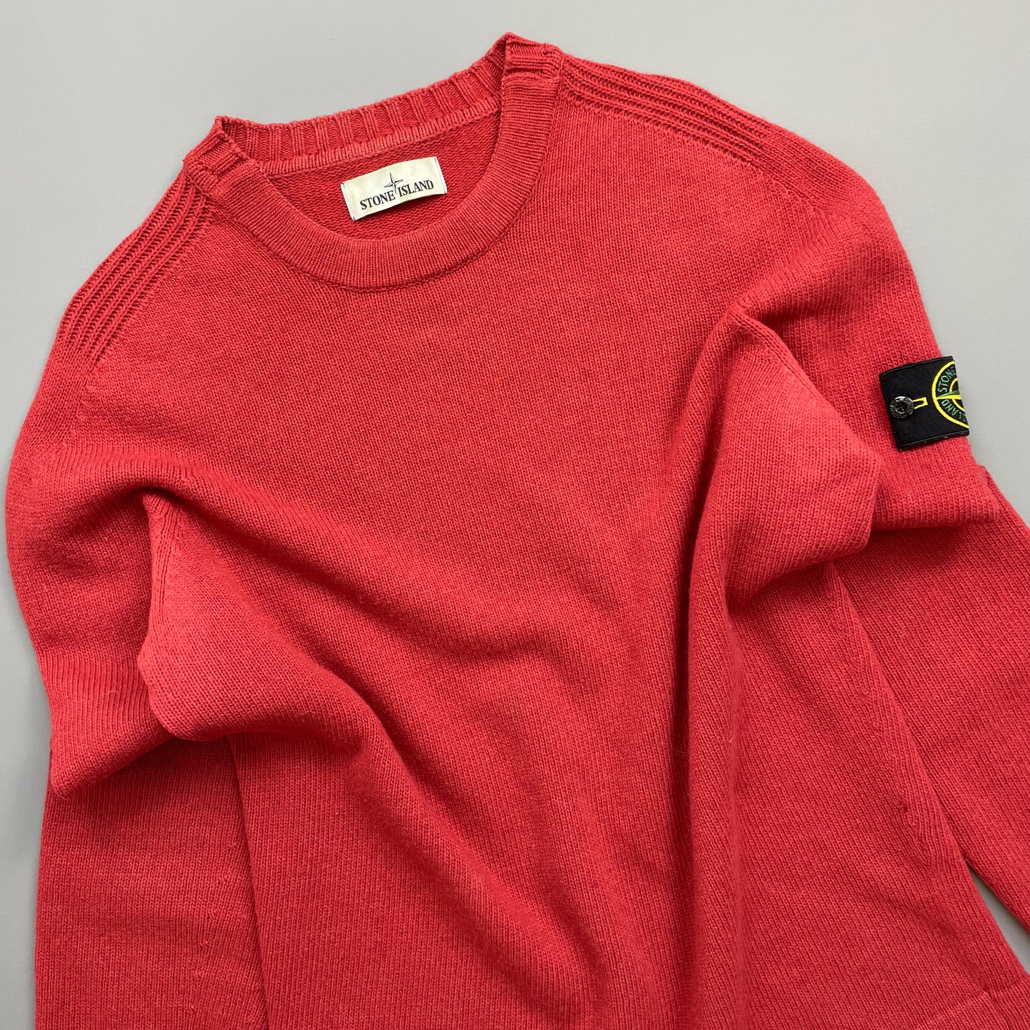 Stone Island Red Midweight Knit Crewneck Jumper