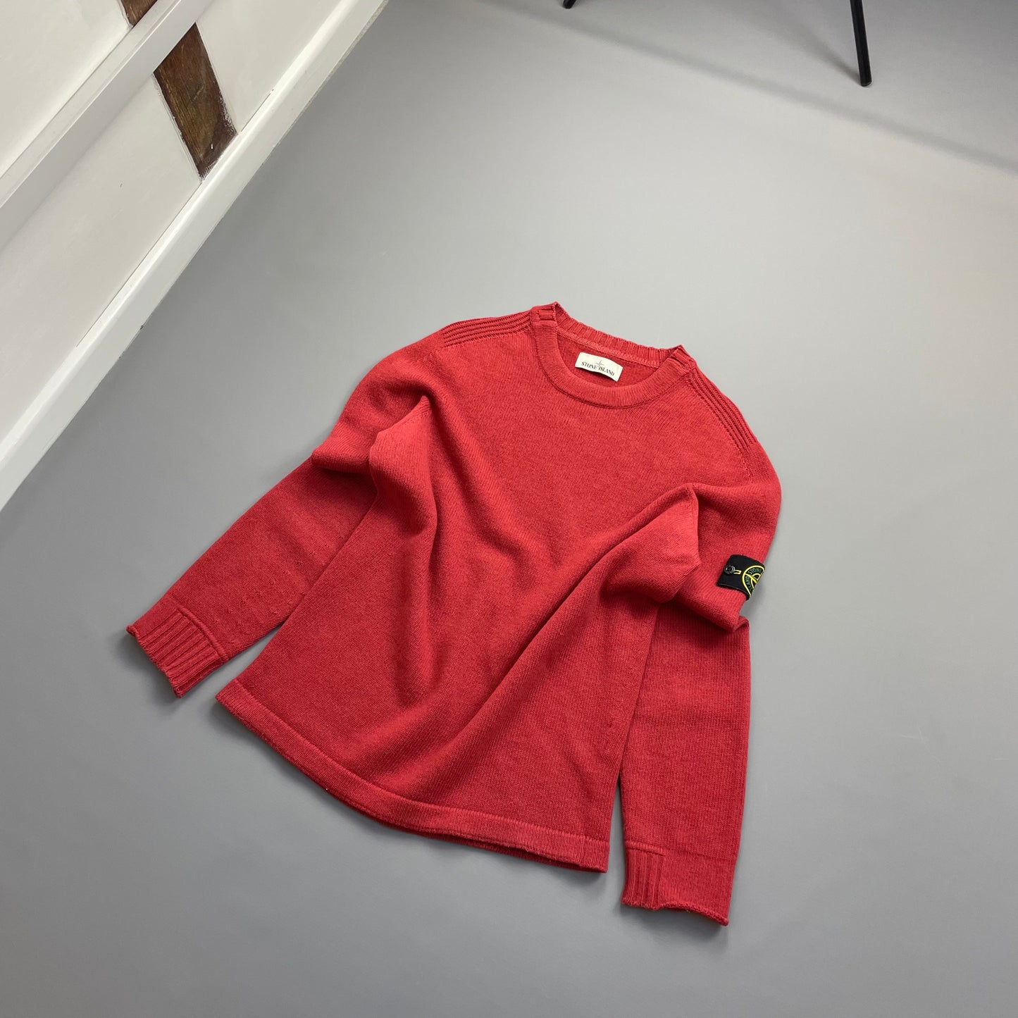 Stone Island Red Midweight Knit Crewneck Jumper