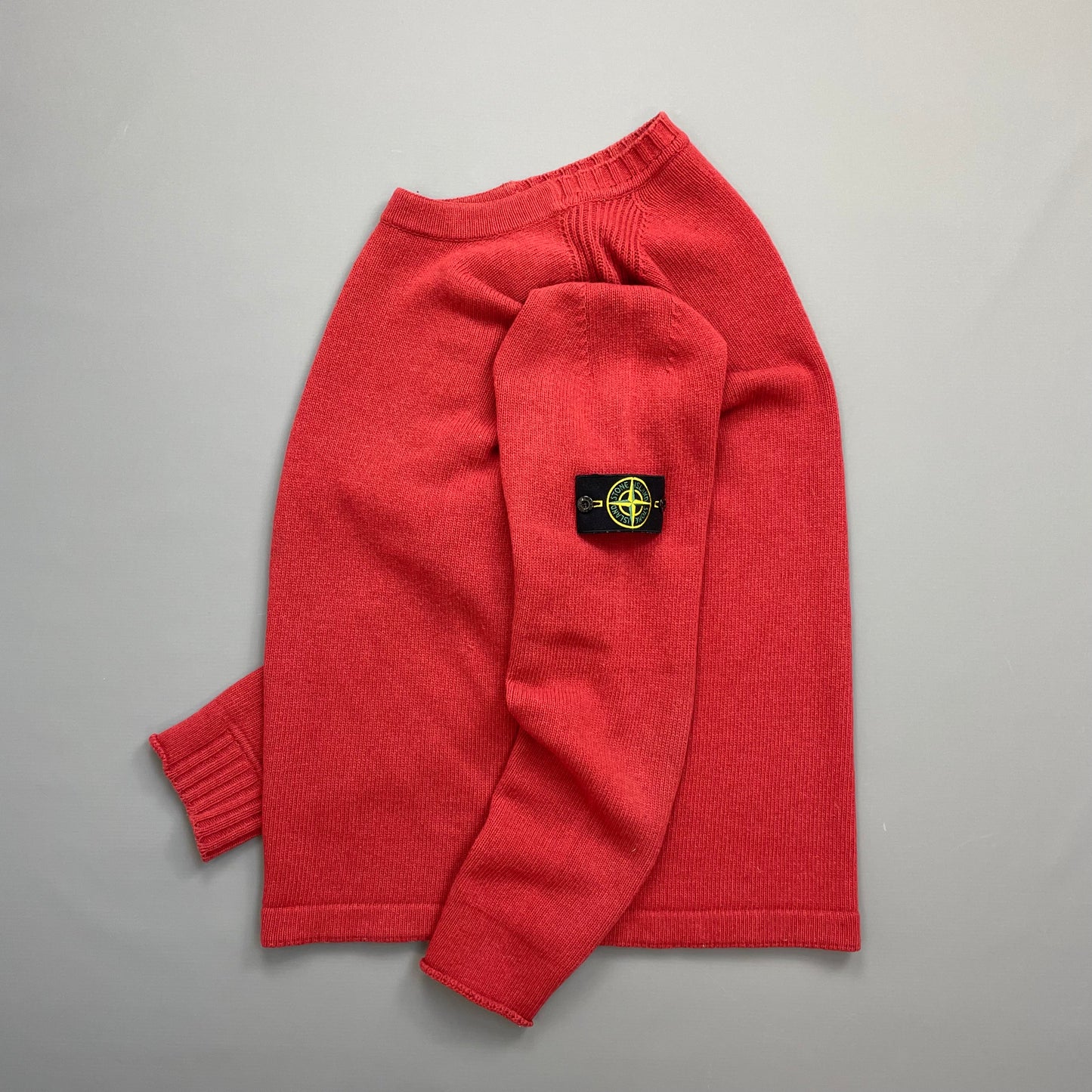 Stone Island Red Midweight Knit Crewneck Jumper