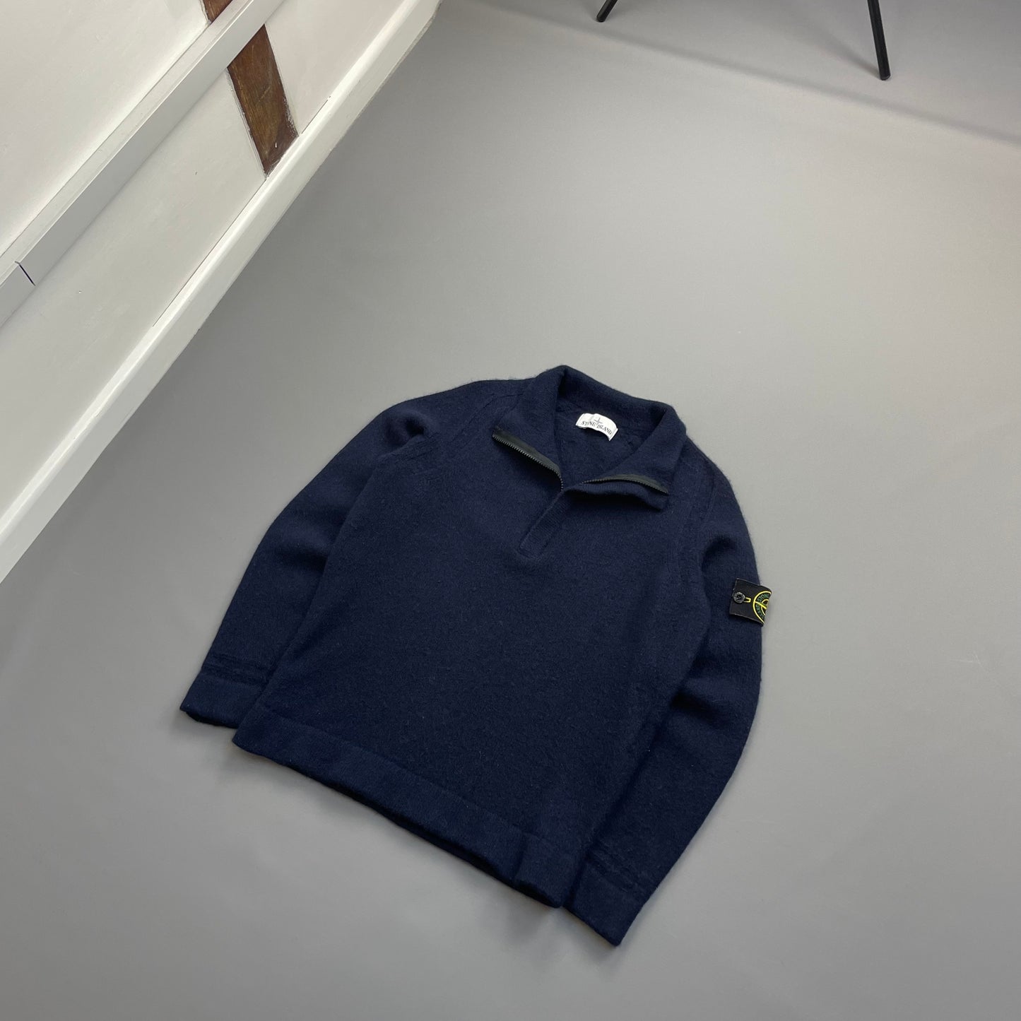 Stone Island Navy Soft Knit Half-Zip AW18 Jumper