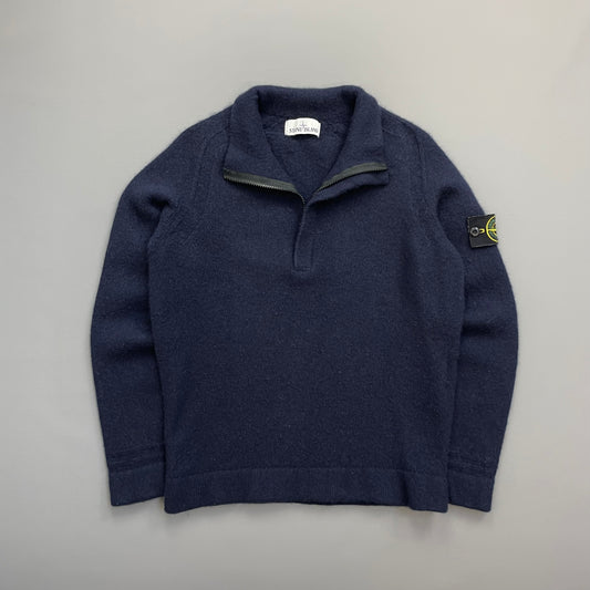 Stone Island Navy Soft Knit Half-Zip AW18 Jumper