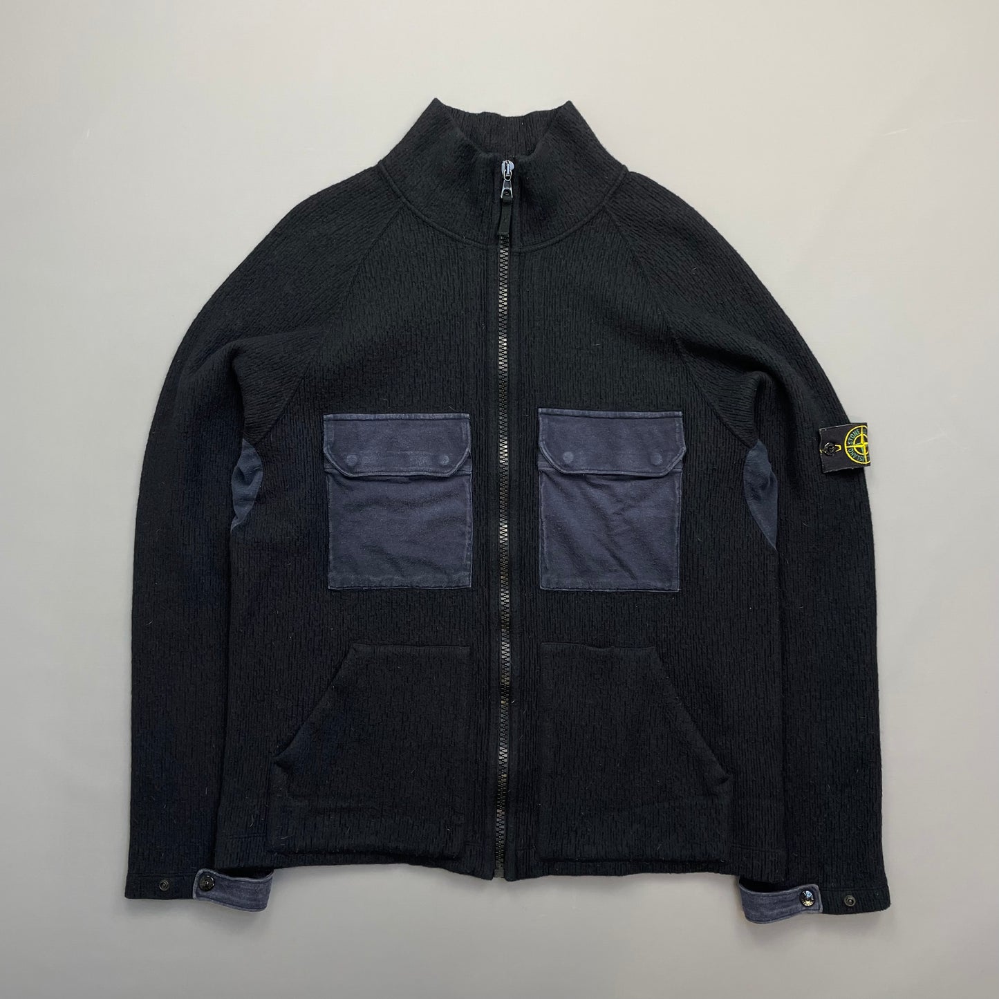 Stone Island Navy AW05 Pocket-Detailed Wool Zip Jacket