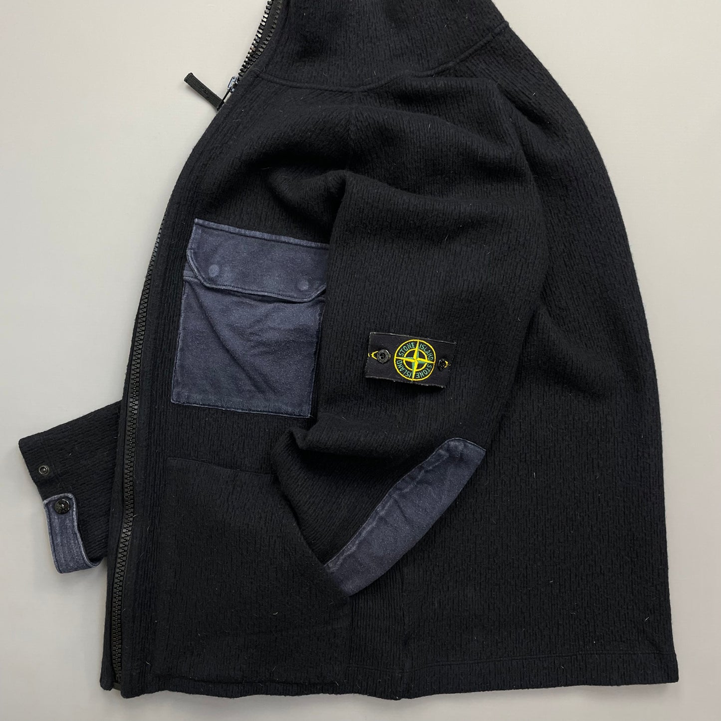 Stone Island Navy AW05 Pocket-Detailed Wool Zip Jacket