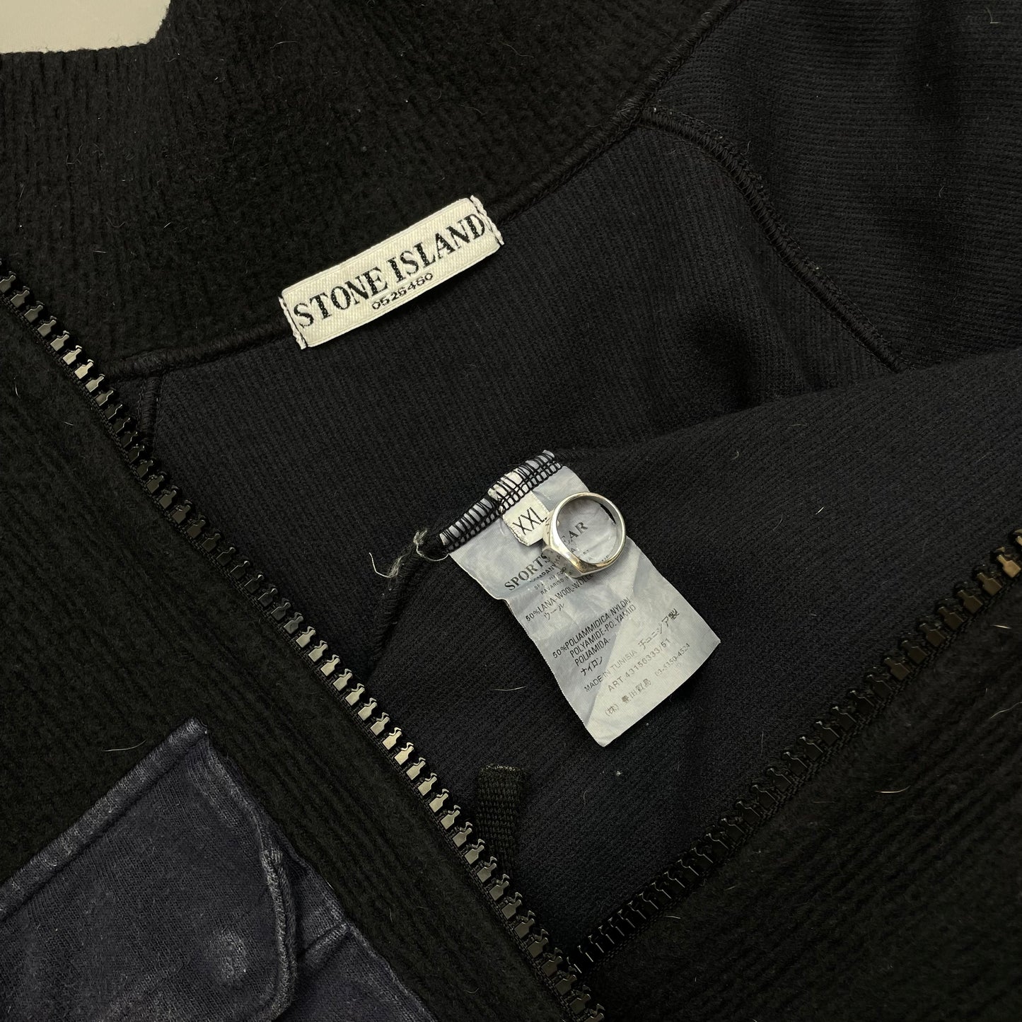 Stone Island Navy AW05 Pocket-Detailed Wool Zip Jacket