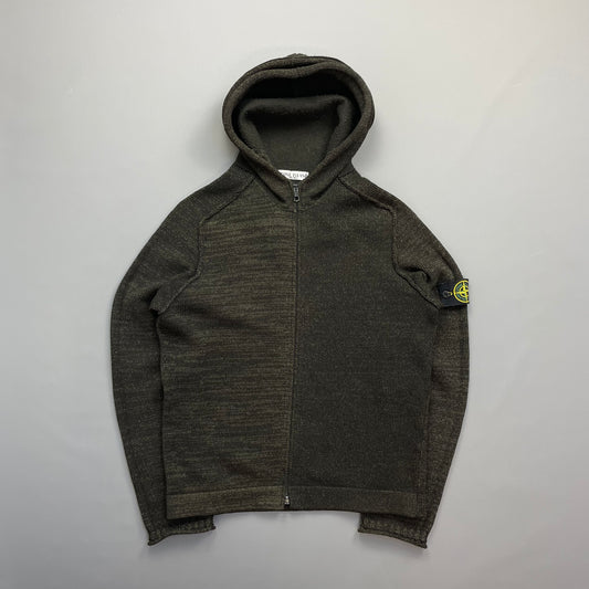 Stone Island Brown AW05 Textured Knit Hoodie