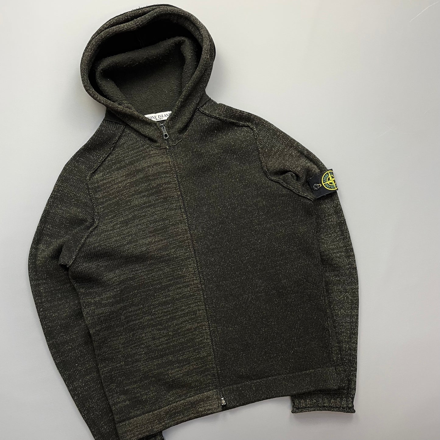 Stone Island Brown AW05 Textured Knit Hoodie