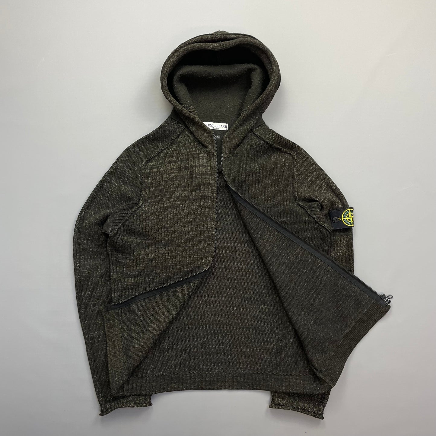 Stone Island Brown AW05 Textured Knit Hoodie