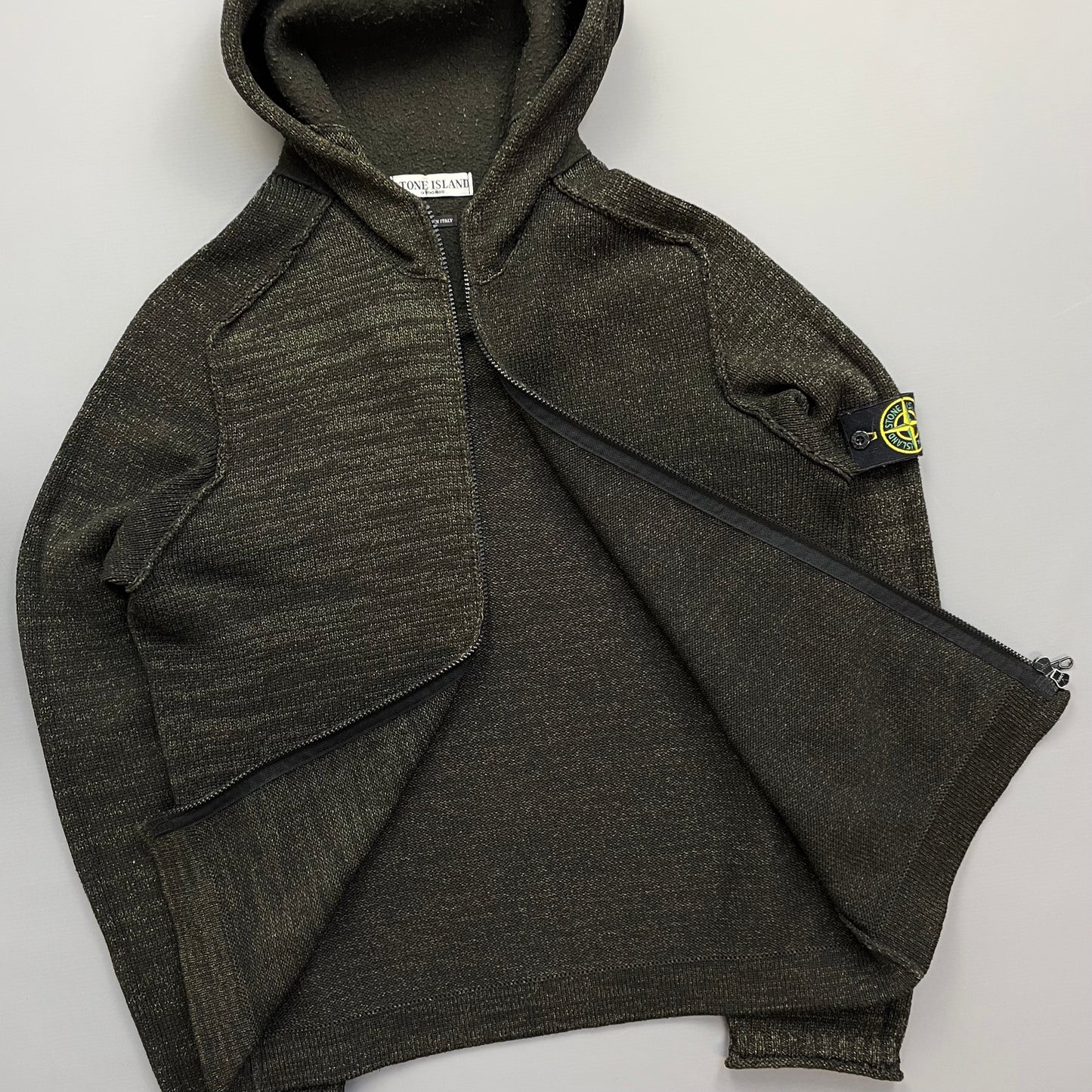 Stone Island Brown AW05 Textured Knit Hoodie