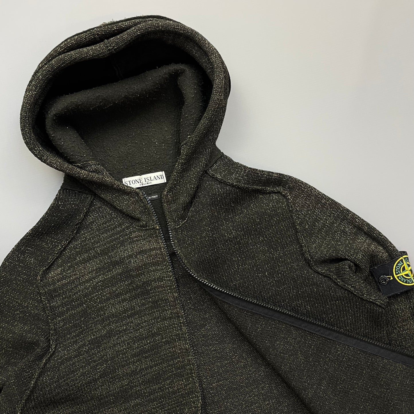 Stone Island Brown AW05 Textured Knit Hoodie