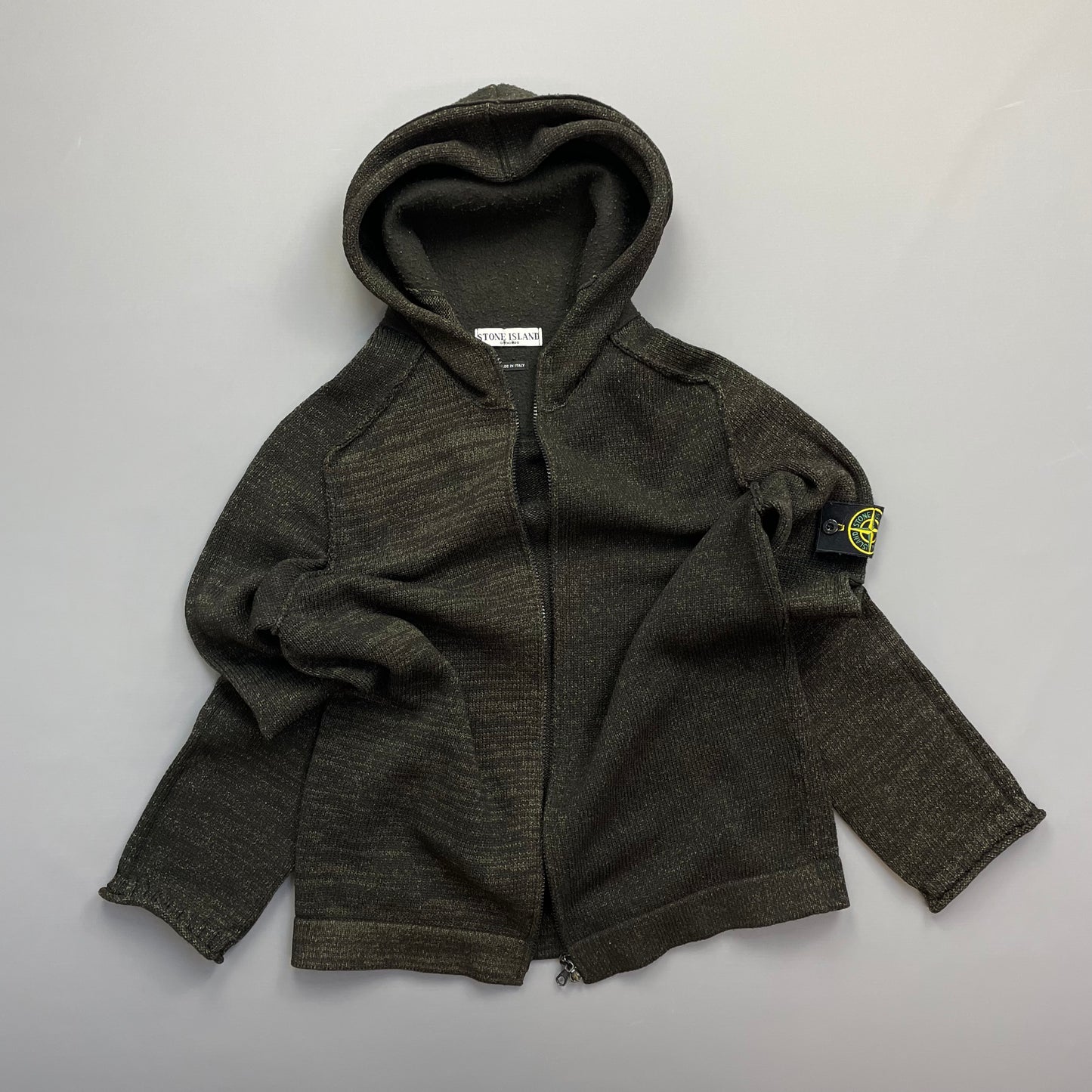 Stone Island Brown AW05 Textured Knit Hoodie
