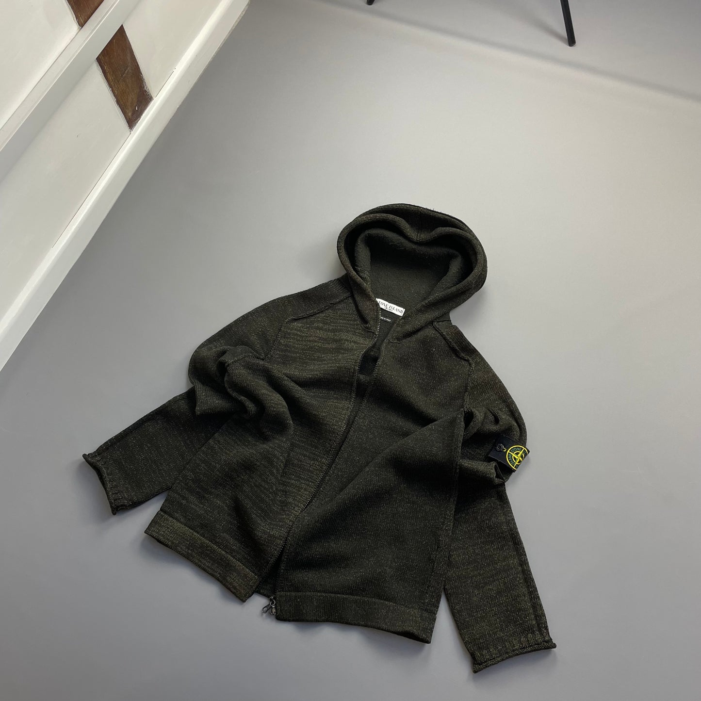 Stone Island Brown AW05 Textured Knit Hoodie