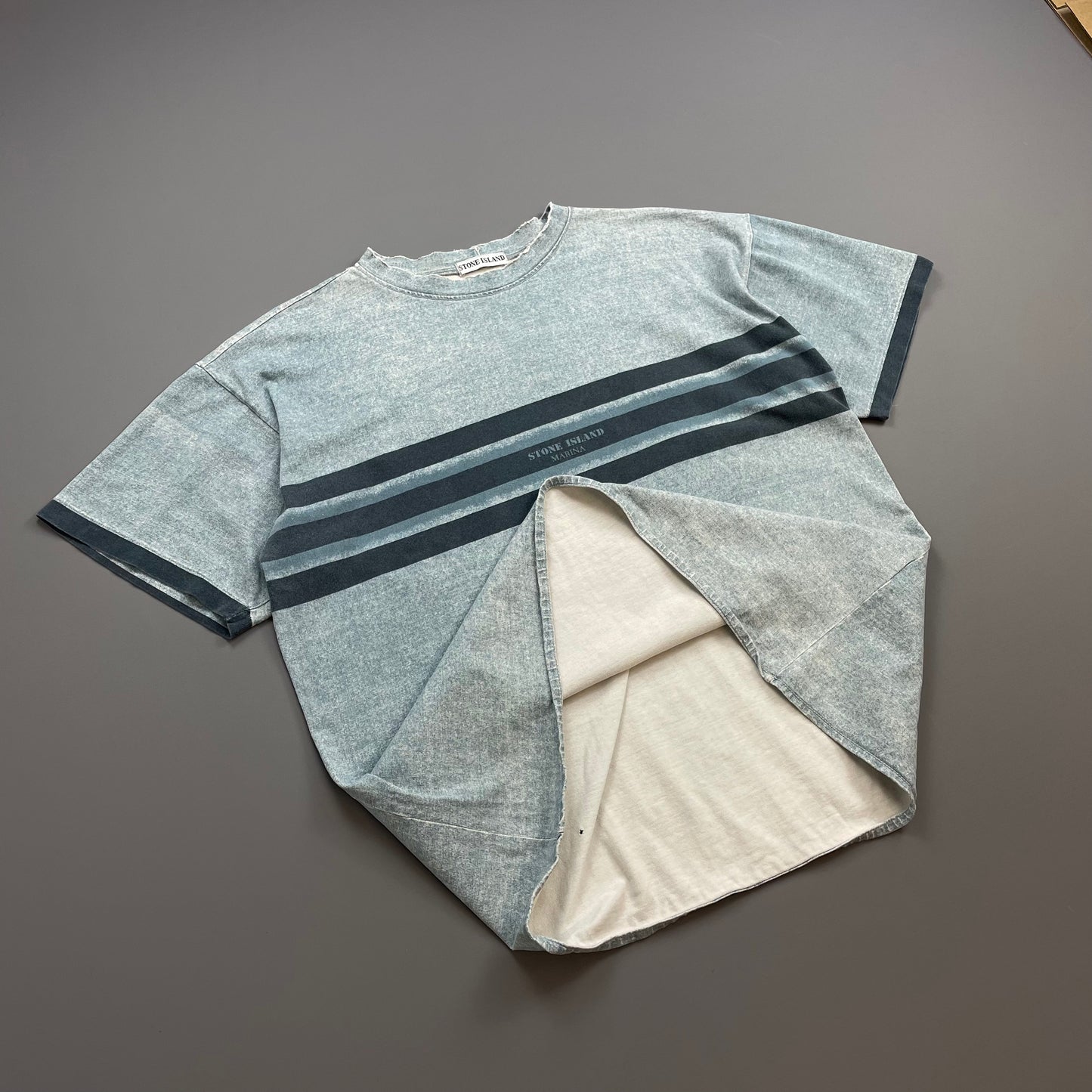 Stone Island Light Blue SS95 Marina Spellout Heavyweight T-Shirt