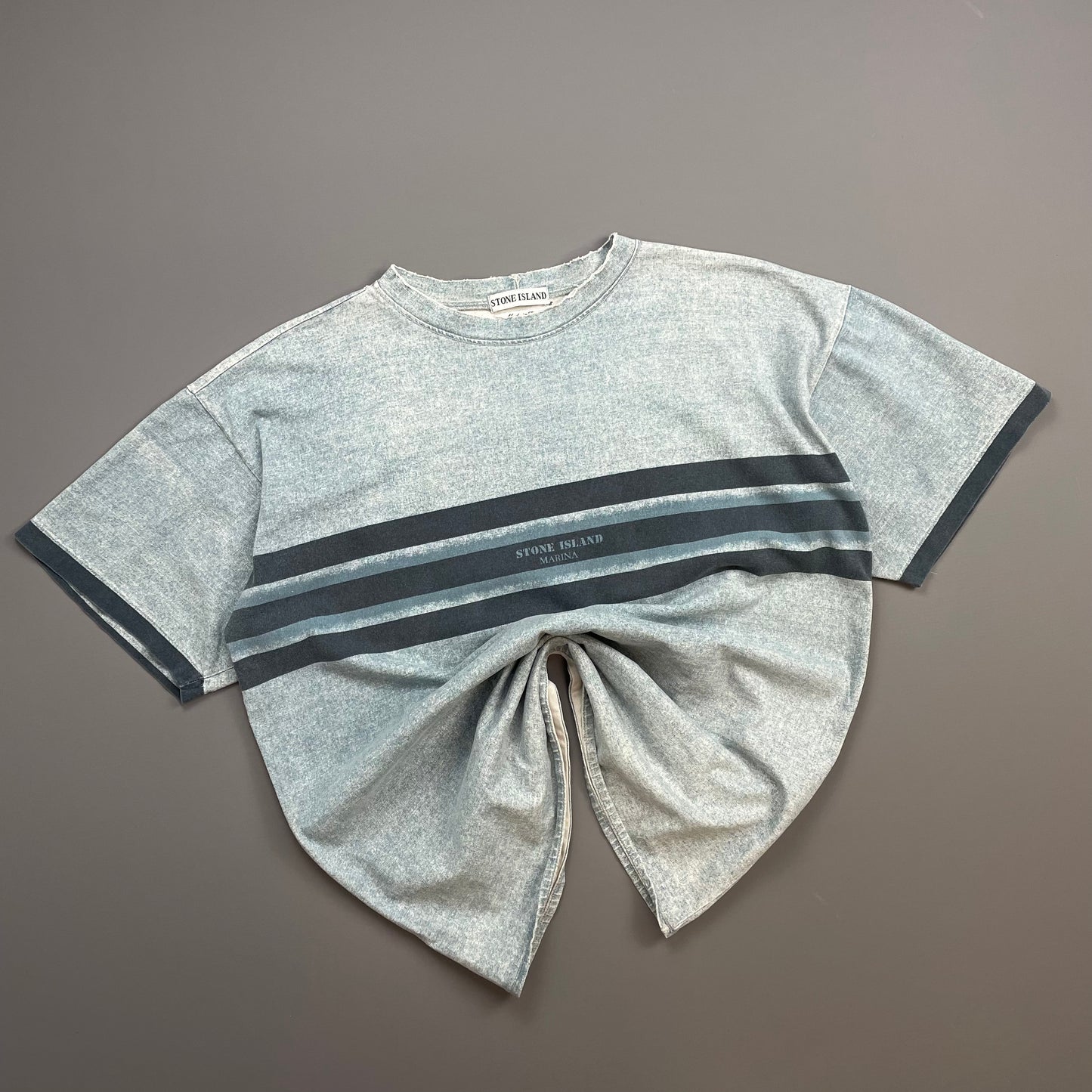 Stone Island Light Blue SS95 Marina Spellout Heavyweight T-Shirt