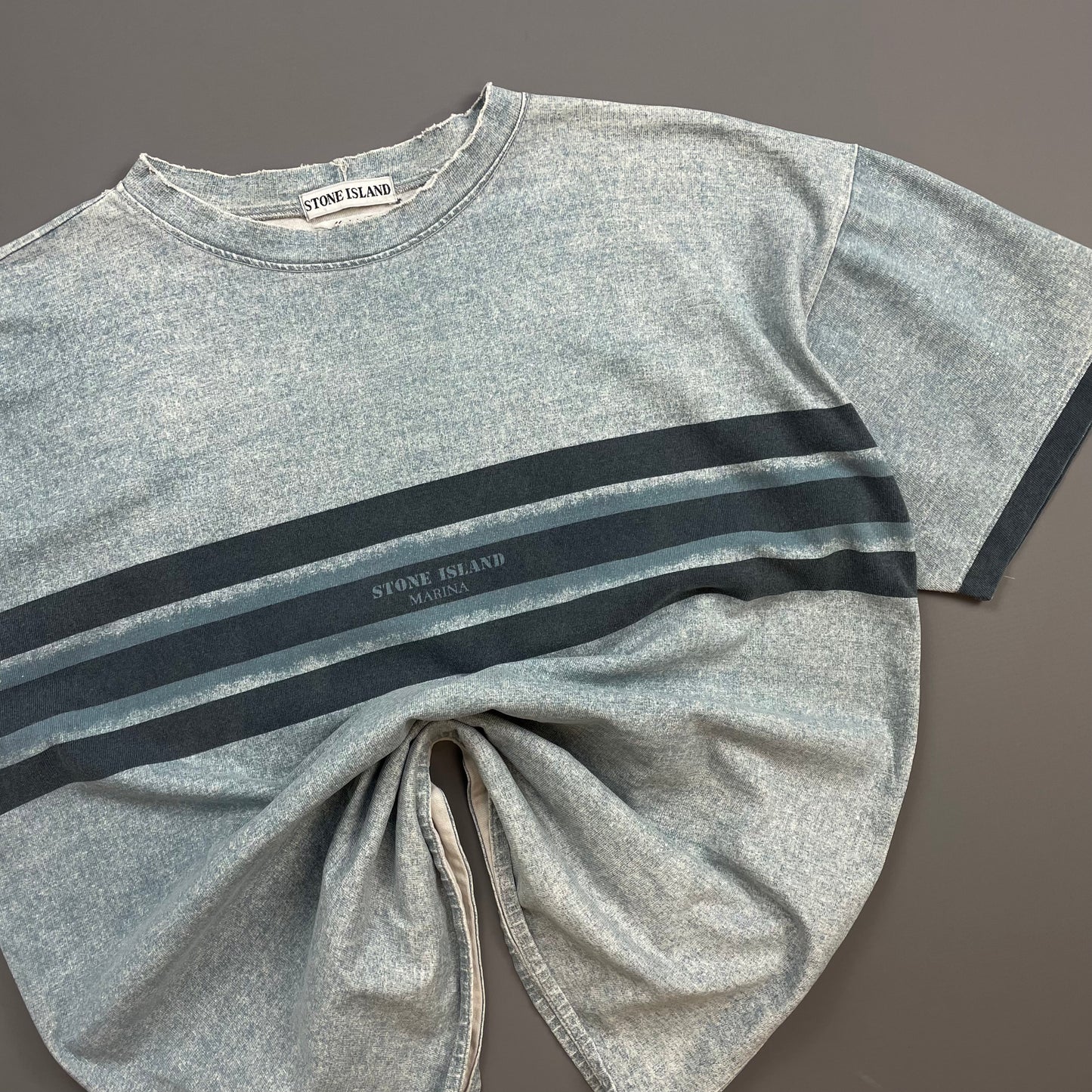 Stone Island Light Blue SS95 Marina Spellout Heavyweight T-Shirt