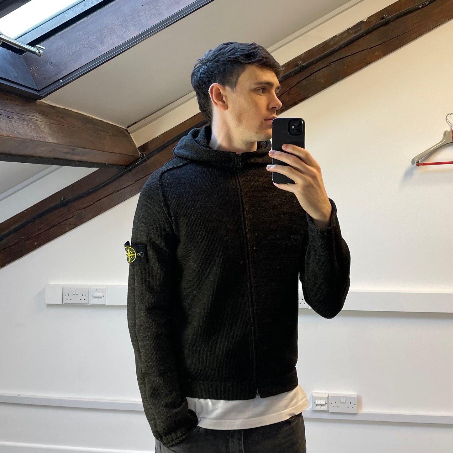 Stone Island Brown AW05 Textured Knit Hoodie