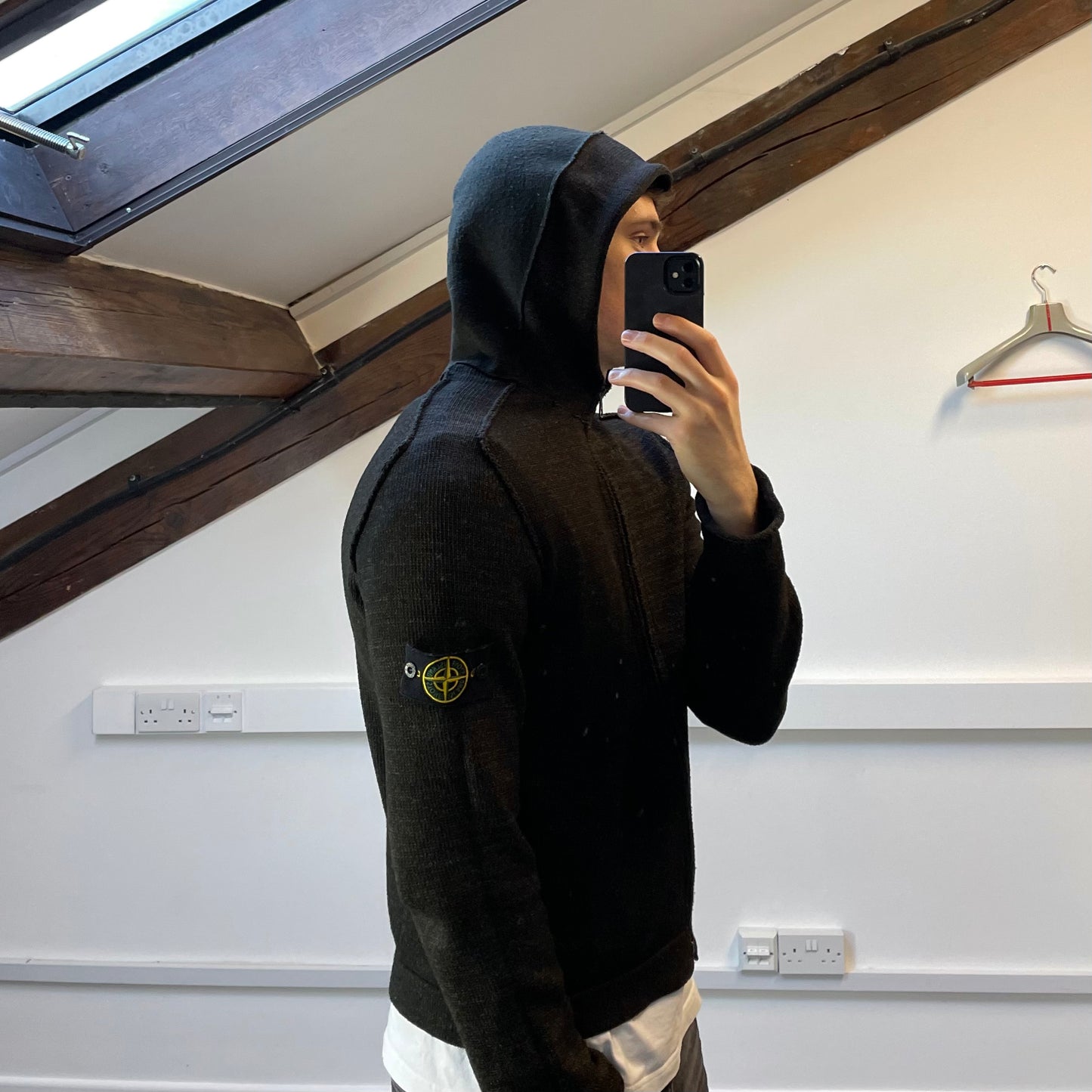 Stone Island Brown AW05 Textured Knit Hoodie