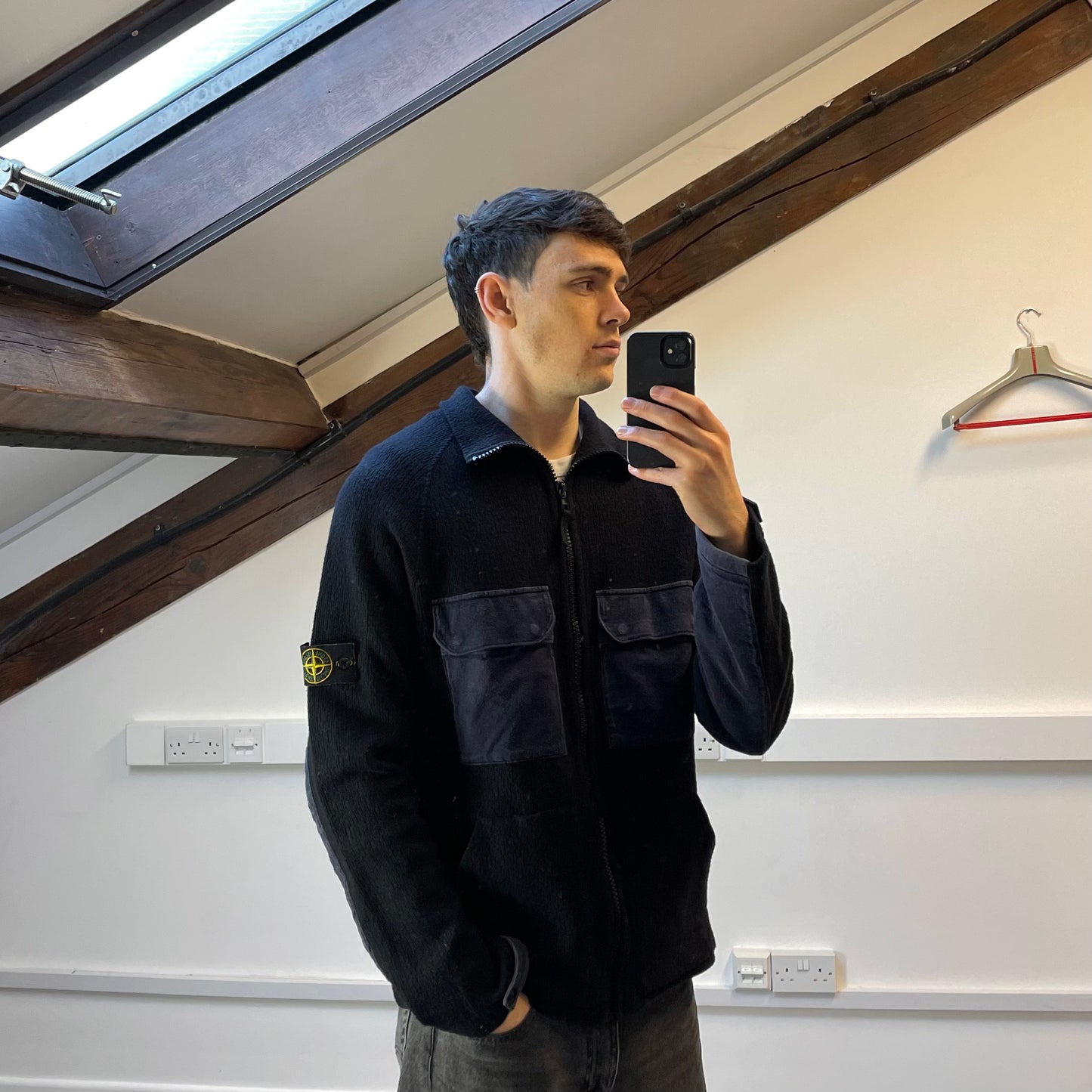 Stone Island Navy AW05 Pocket-Detailed Wool Zip Jacket