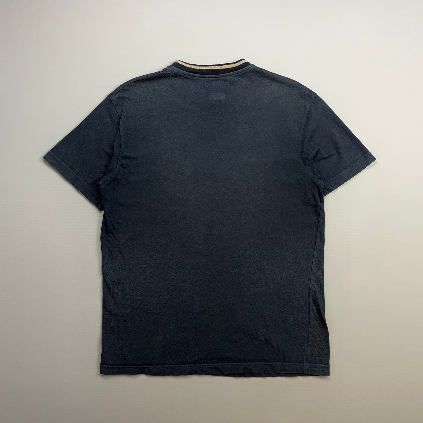 Emporio Armani Navy 1990s Reflective Print 'Worldwide' Tee