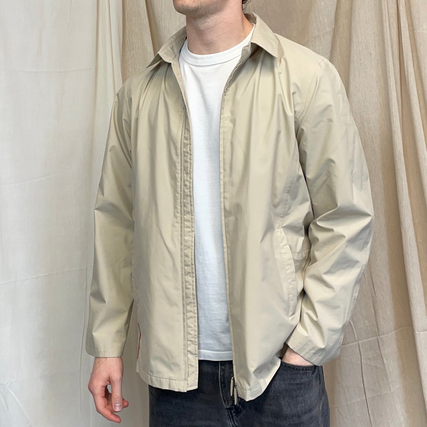 Prada Sport Cream Goretex Zip-Through Trench Coat