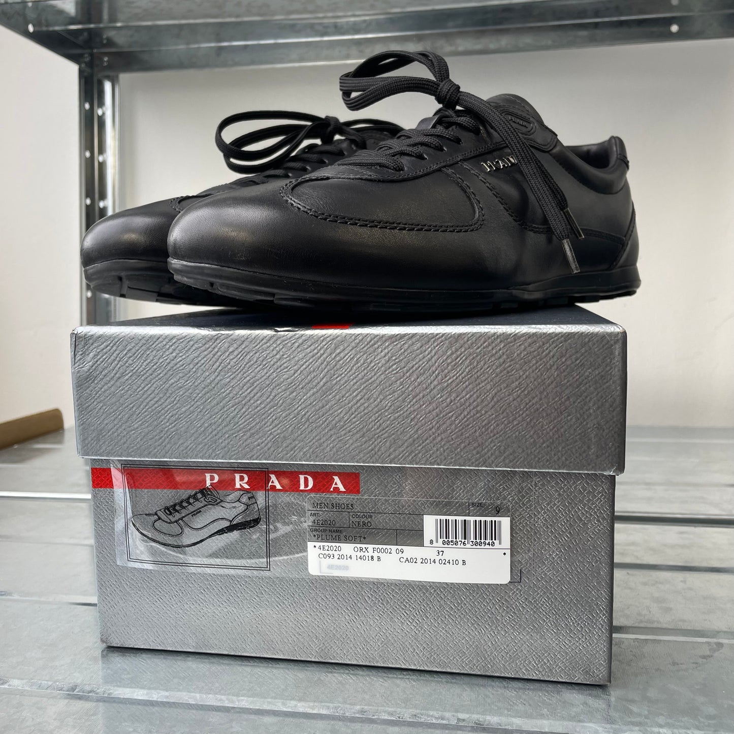 Prada Sport Black 2014 Leather Low Profile Trainers