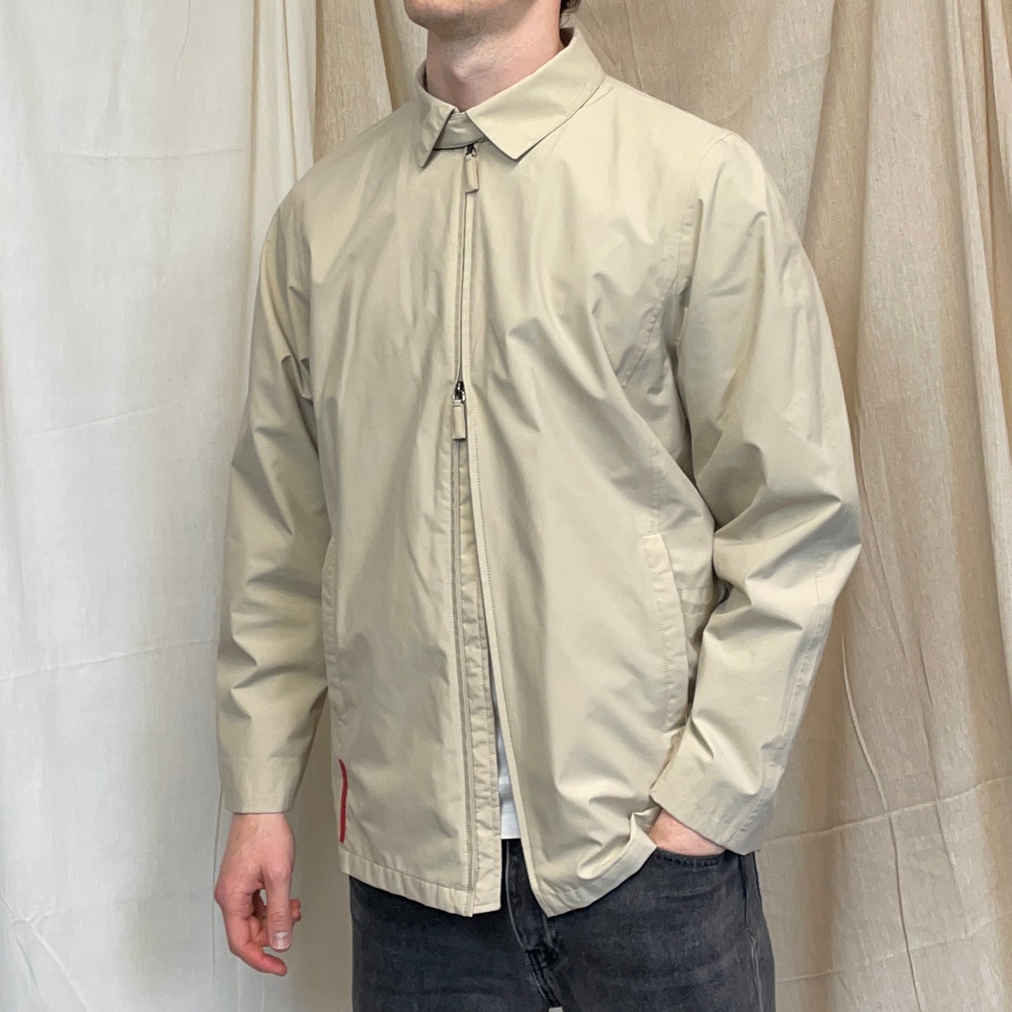 Prada Sport Cream Goretex Zip-Through Trench Coat