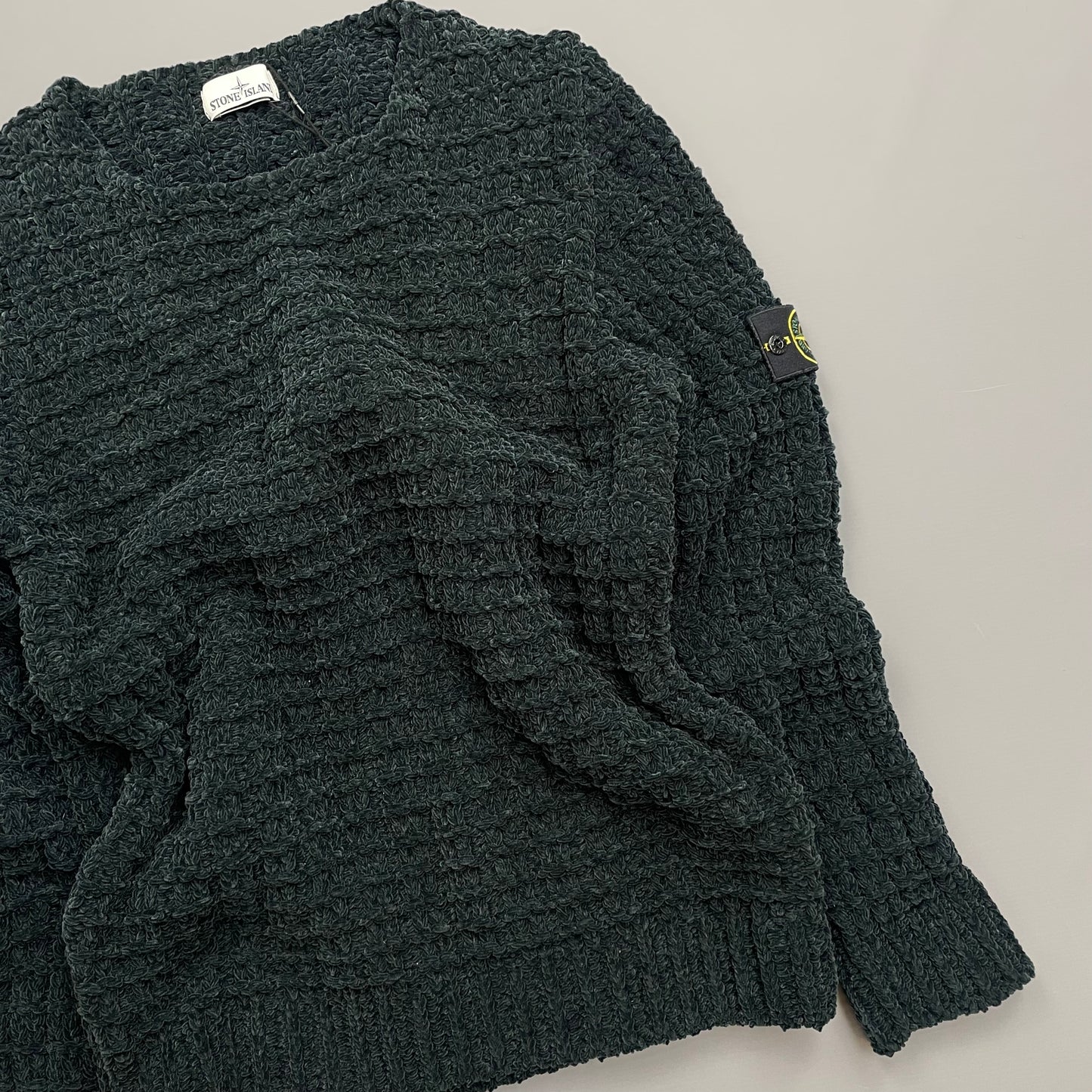 Stone Island Emerald Green AW16 Chenille Heavy Gauge Knit Jumper