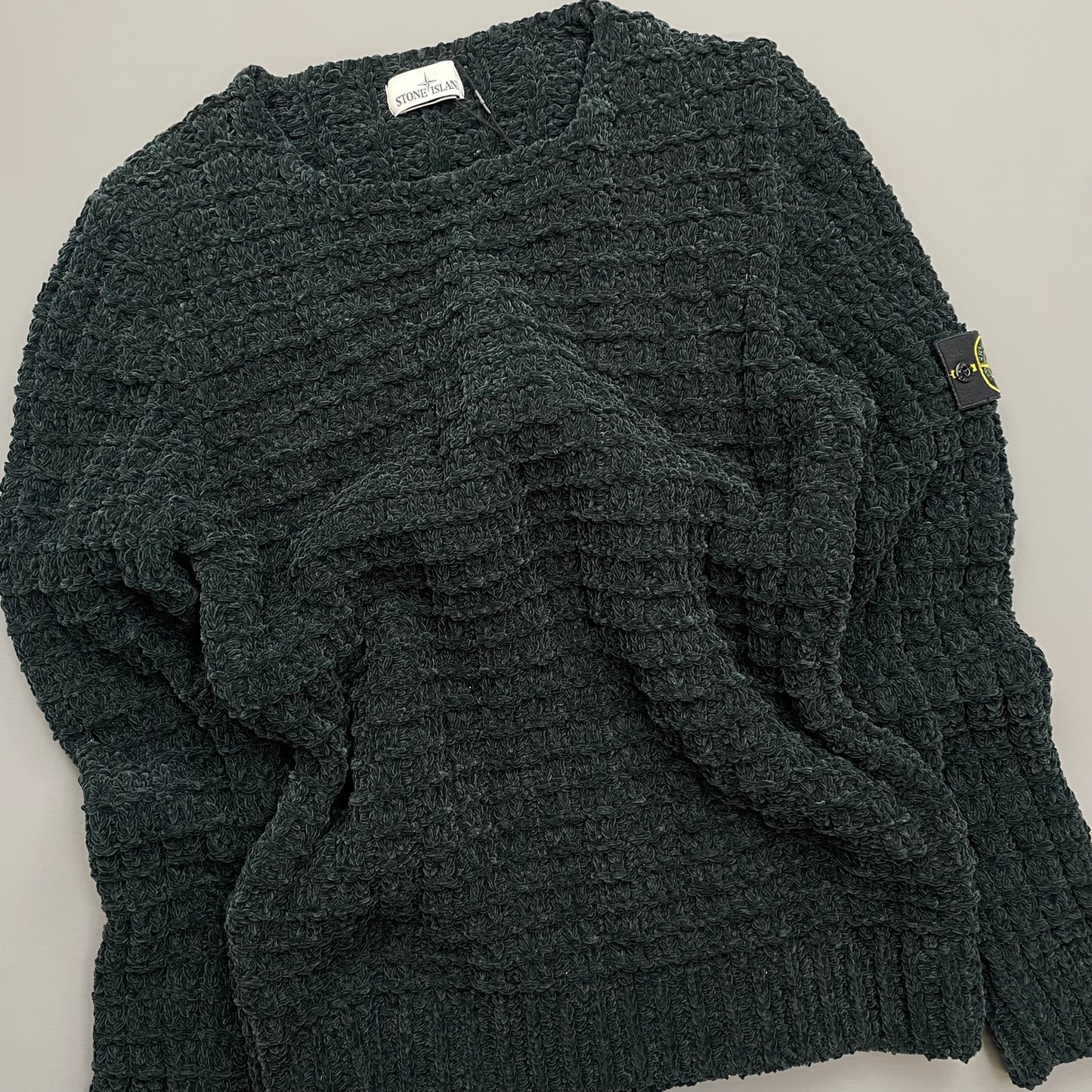 Stone Island Emerald Green AW16 Chenille Heavy Gauge Knit Jumper